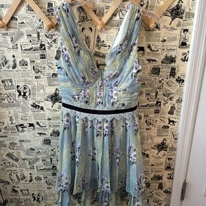 [ NWT ] Self-Portrait Size 4 Floral lace printed chiffon dress in mint purple